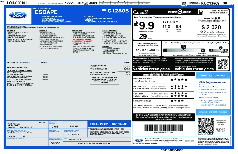 2019 FORD Escape angle 3