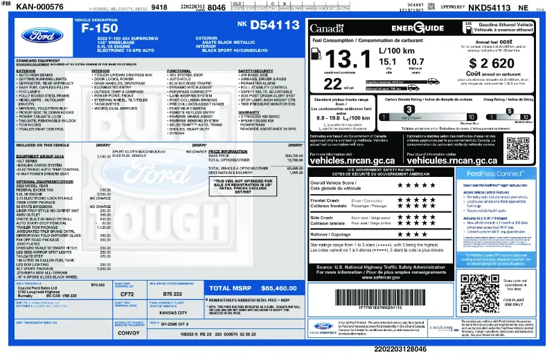 2022 FORD F-150 angle 3